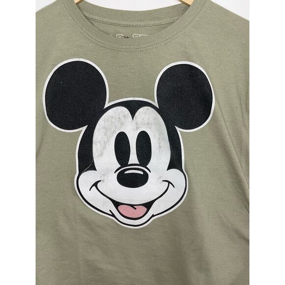 Pre-Loved Women’s Mickey Mouse Olive Green Crop Top Size Medium - Picture 4 of 8